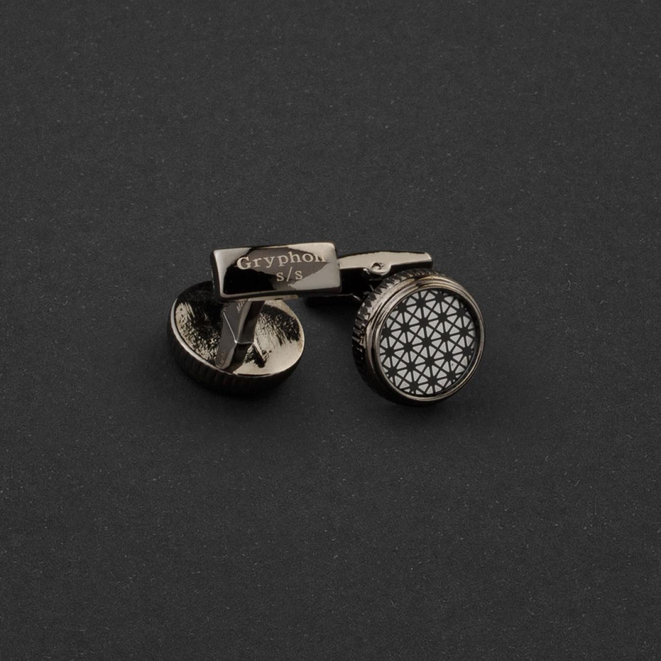 طقم قلم وكبك فضي غامق ماركة قريفون 4124MM