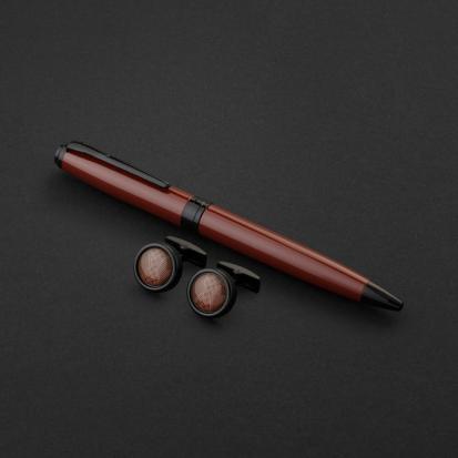 طقم قلم وكبك اسود بني ماركة قريفون 4125NB
