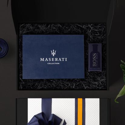 بوكس هدية مازيراتي شماغ و عطر مع التخصيص A15