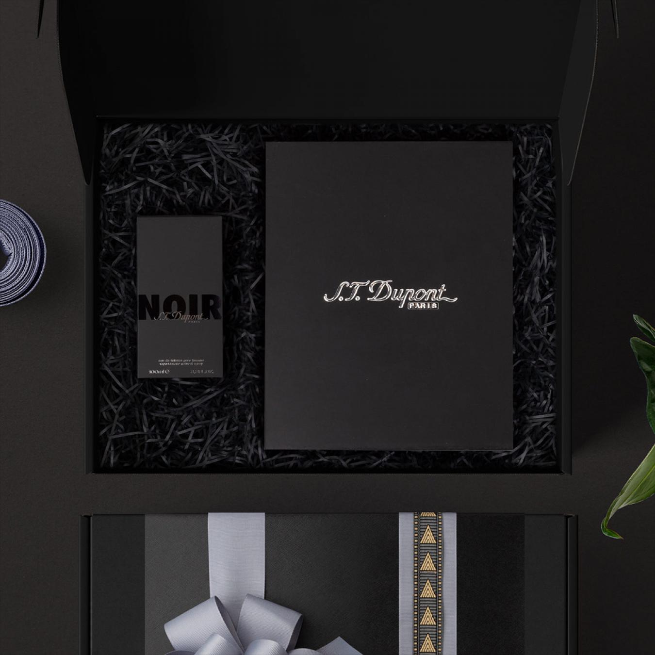 صندوق هدايا اس تي ديبون شماغ احمر و عطر مع التخصيص A28