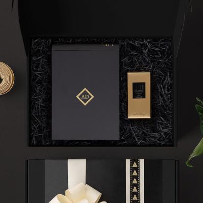 بوكس هدية دنهل شماغ و عطر مع التخصيص A5