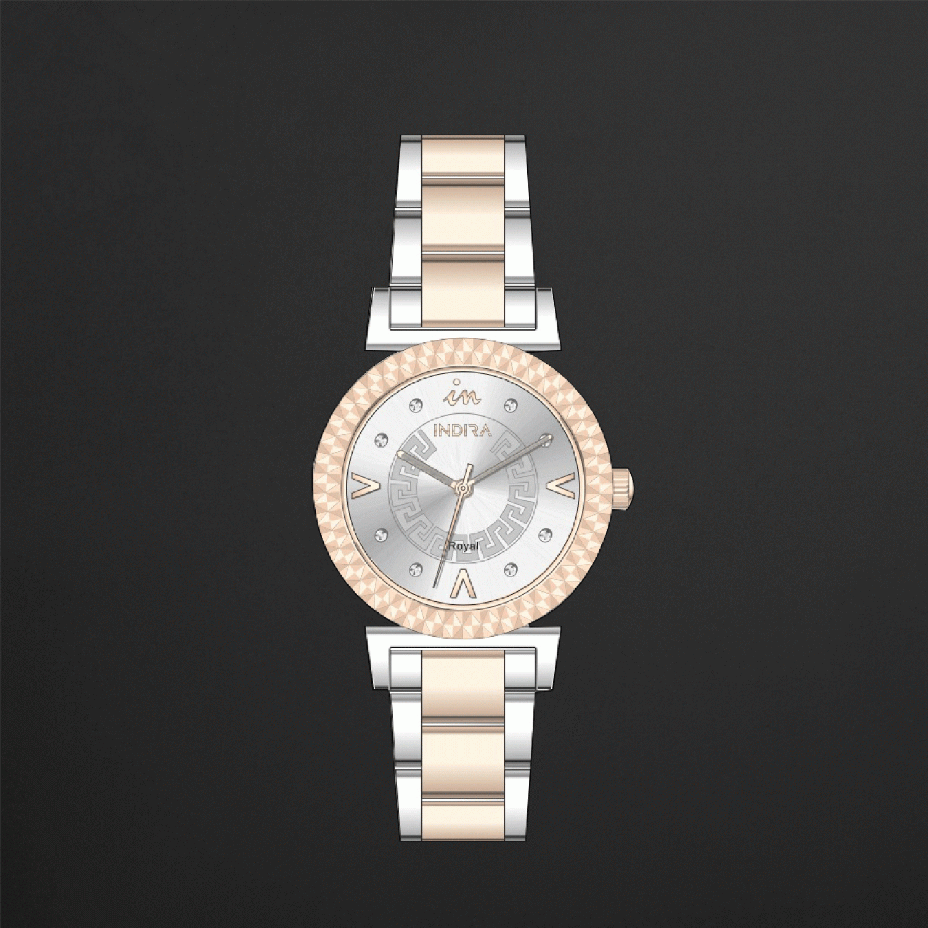 ساعة نسائية فاخرة فضي روزقولد انديرا N6010SR