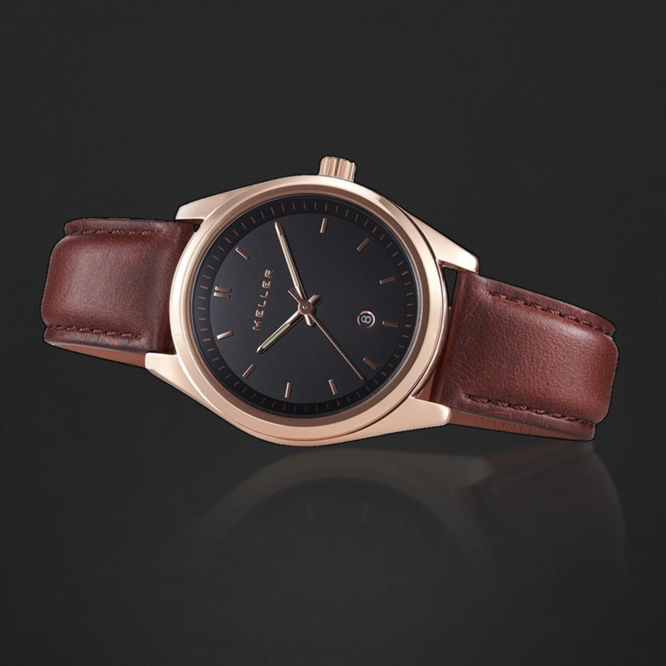 ساعة ماركة ميلر بني داكن ومينا أسود W9RN-1CHOCO