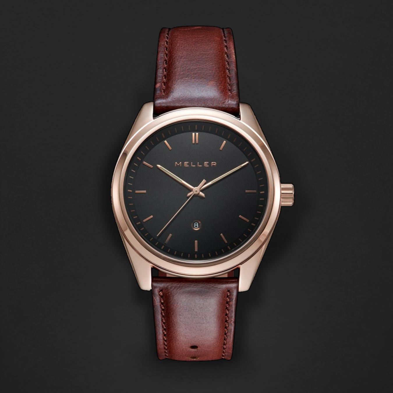ساعة ماركة ميلر بني داكن ومينا أسود W9RN-1CHOCO