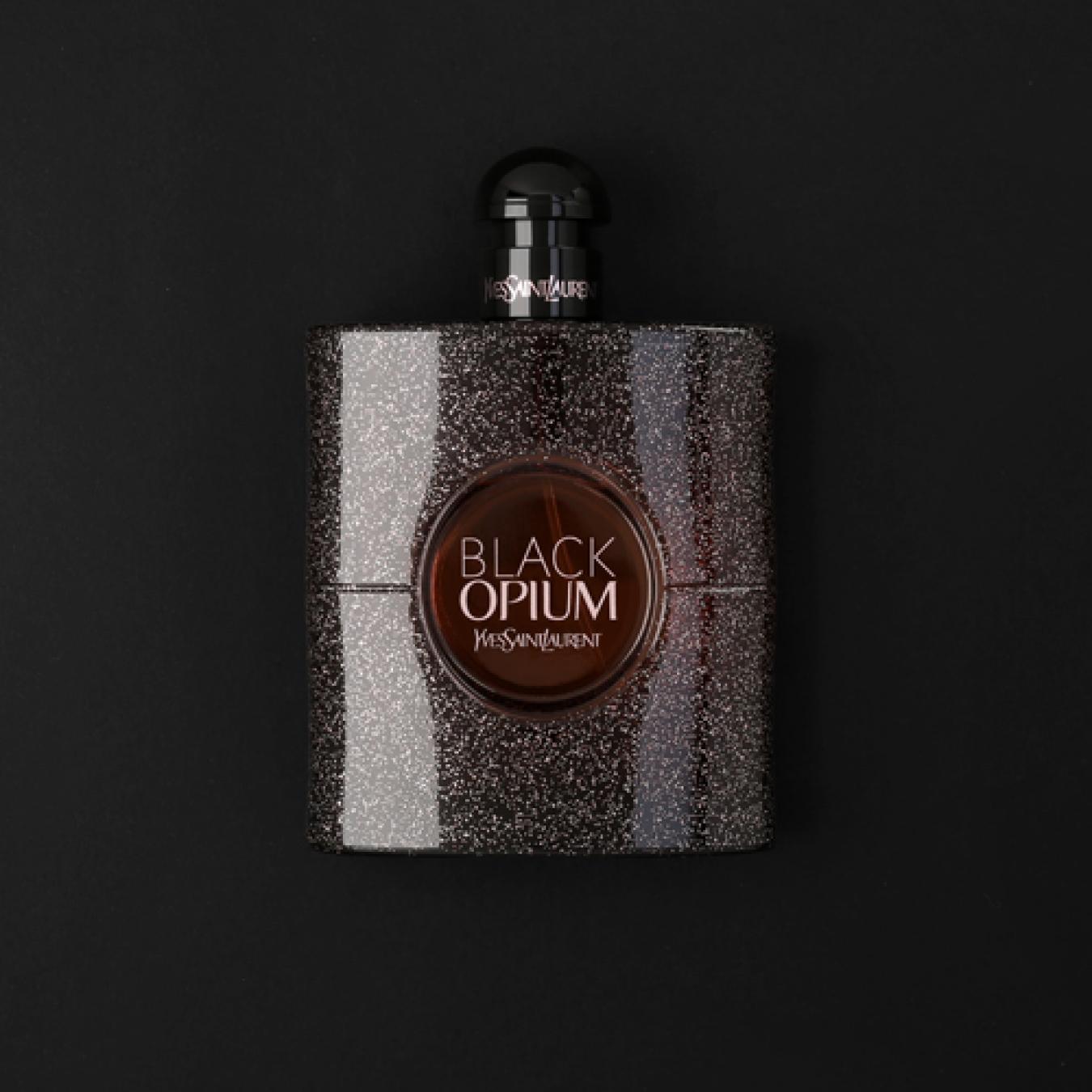 هدية عطر اف سان لوران بلاك أوبيوم مع وردة وشمعة