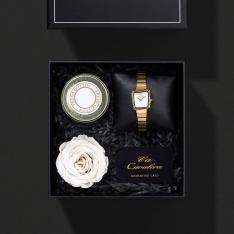 هدية ساعة نسائية مع ورد وشمعة معطرة CL21