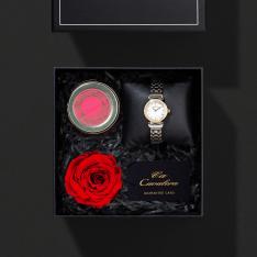 هدية ساعة نسائية مع ورد وشمعة معطرة CL22
