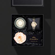 هدية ساعة نسائية مع ورد وشمعة معطرة CL23