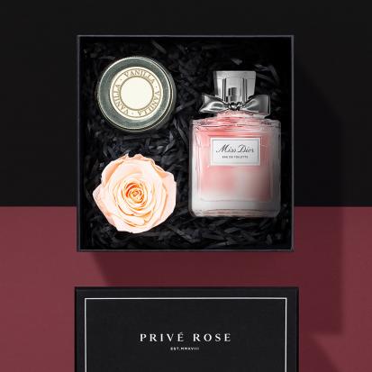 هدية عطر كريستيان ديور ميس ديور مع وردة وشمعة