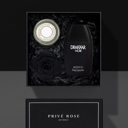 هدية وردة وشمعة مع عطر جاي لاروش دراكار نوار
