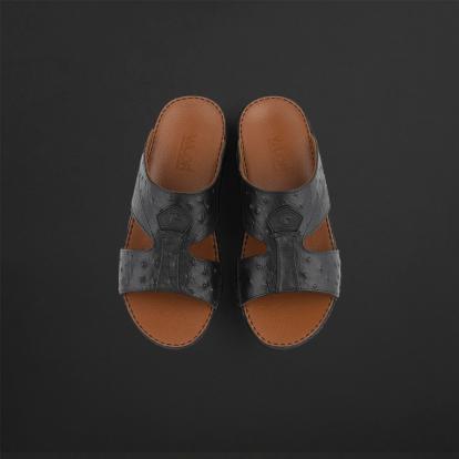 حذاء صندل رجالي اسود جلد من فالور V014