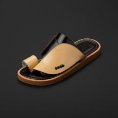 حذاء شرقي كلاسيكي جلد طبيعي بيج اسود سوادنس MS433
