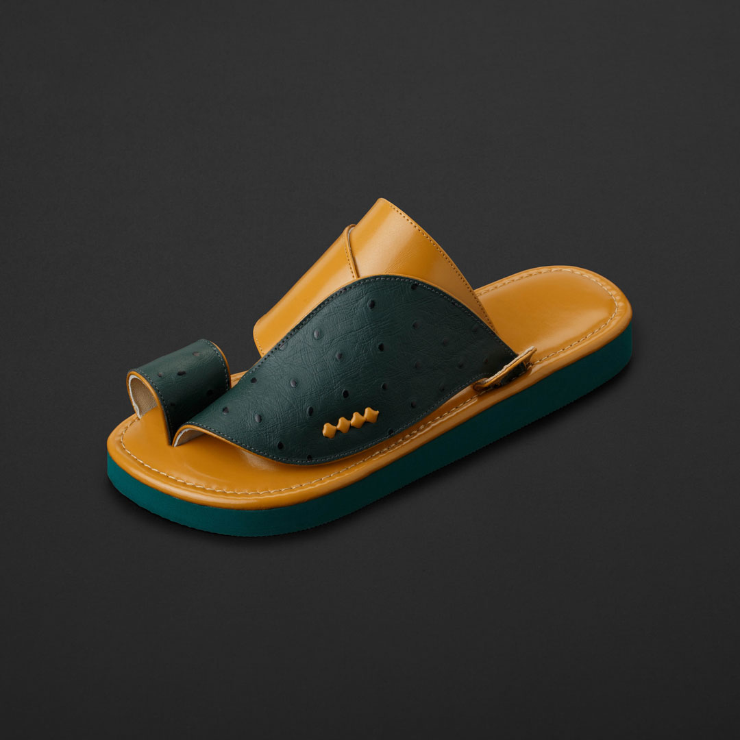 حذاء شرقي جلد طبيعي اخضر زيتي جملي سوادنس MS458