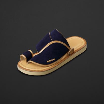 حذاء رجالي جلد طبيعي كحلي بيج MS468