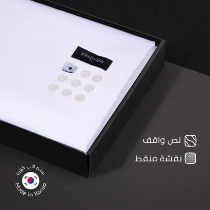 قماش نص واقف كوري نقشة منقط سوادنس S11