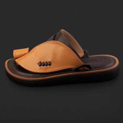 حذاء جلد رجالي بني كلاسيك SK1008
