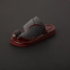 حذاء رصاصي خليجي عنابي جلد MS401