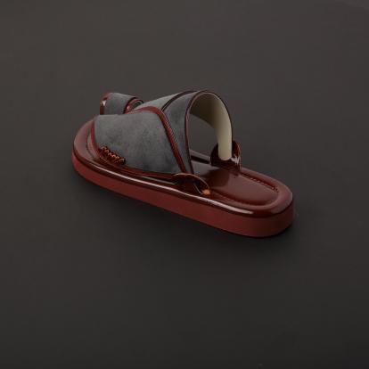 حذاء رصاصي خليجي عنابي جلد MS401