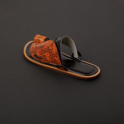 حذاء شرقي جلد طبيعي برتقالي غامق اسود سوادنس MS411