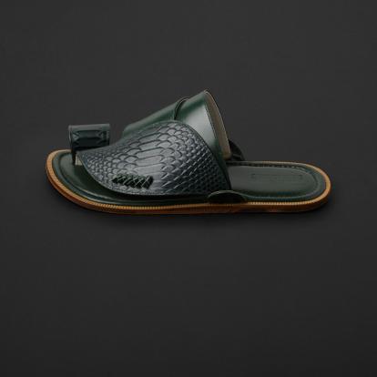 حذاء شرقي جلد طبيعي اخضر زيتي سوادنس SM115