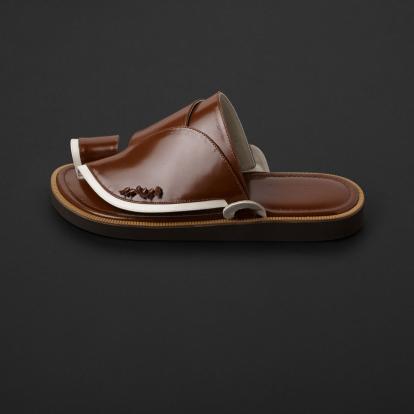 حذاء شرقي كلاسيكي جلد طبيعي بني سوادنس SM131