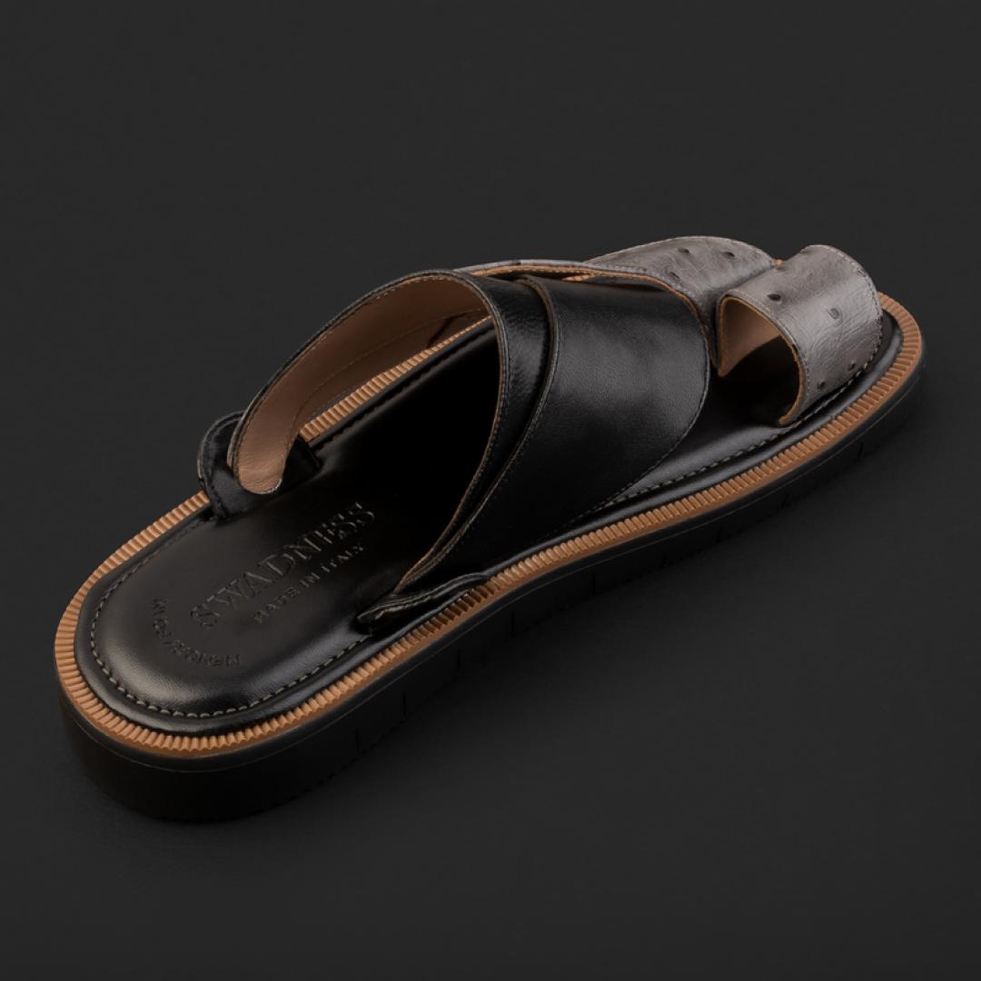 حذاء شرقي أسود رصاصي جلد طبيعي SK1107