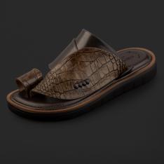 حذاء جلد طبيعي رجالي بني غامق SK1402