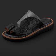 حذاء شرقي أسود رصاصي جلد طبيعي فاخر SK1307