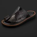 حذاء جلد طبيعي رجالي أسود رمادي فاخر SK1401
