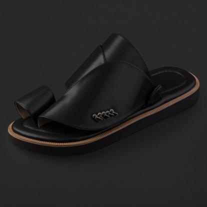 حذاء شرقي أسود سادة جلد طبيعي فاخر سوادنس SE6102