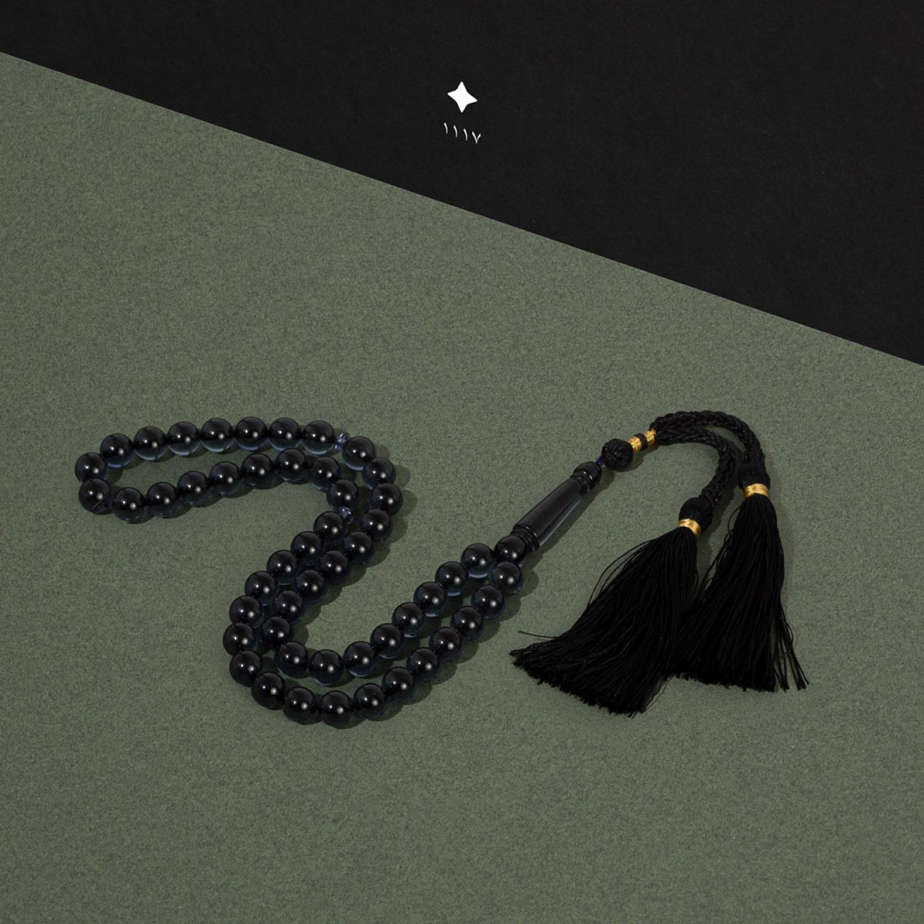 مسباح بكلايت اسود شفاف مع كركوشة TK320