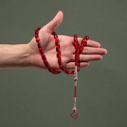 سبحة بكلايت طربزونة فضة احمر TK210