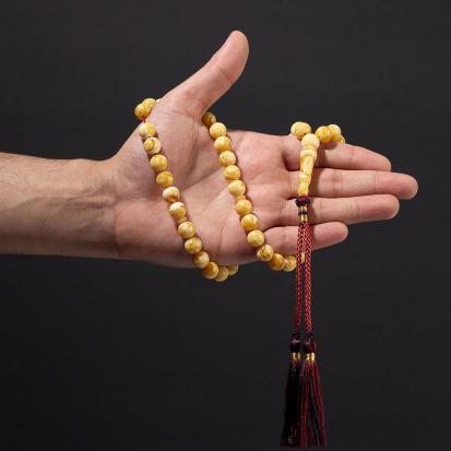 سبحة فخمة بكلايت اصفر معرق مع كركوشة 3K10